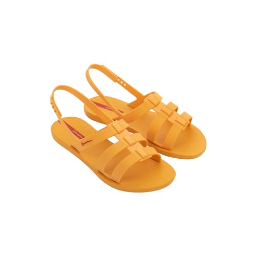 Ipanema Style Women's Sandals - Flat Sandals with Adjustable Back Strap, Strappy Sandals for Women, PVC Sandals for Women, Water Resistant Shoes, Easy to Clean, Yellow/Yellow, 9