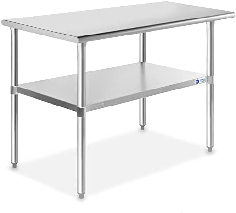 GRIDMANN Stainless Steel Work Table 48 x 24 Inches, NSF Commercial Kitchen Prep Table with Under Shelf for Restaurant and Home