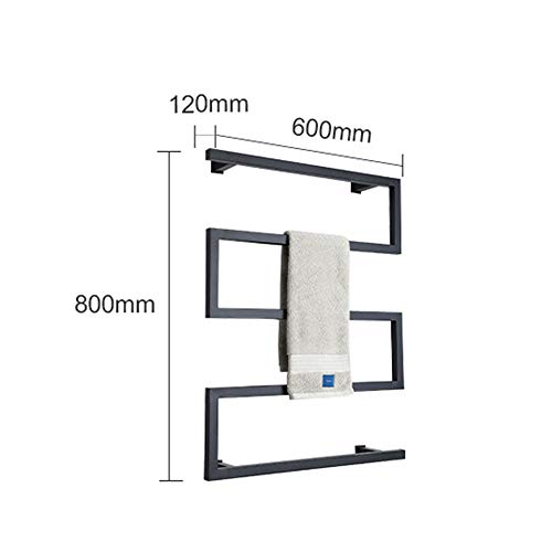Scaldasalviette Elettrico da Parete con Timer, 5 Barre, Spina, stendibiancheria Impermeabile e Lucido, Dimensioni 80 x 60 cm, 90 W., Silver-Hardwired