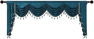 ELKCA Thick Window Curtains Chenille Curtains for Living Room Waterfall for Bedroom (Pacock, W110)