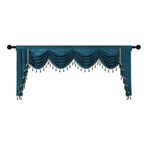 ELKCA Thick Window Curtains Chenille Curtains for Living Room Waterfall for Bedroom (Pacock, W110)