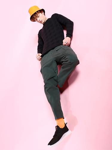 Image of The Indian Garage Co Men's Cotton Regular Fit Overdyed Crew Neck Sweater