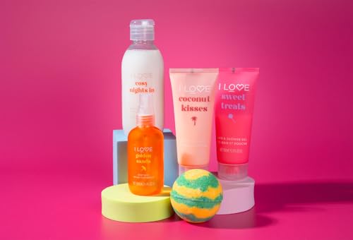Image of Pamper Gift Set for Women – 5 Piece Bath & Body Spa Set with Shower Gel, Body Mist, Lotion, Bath Bomb & Cream – Relaxing Self Care Gift Box for Her by I LOVE All of You