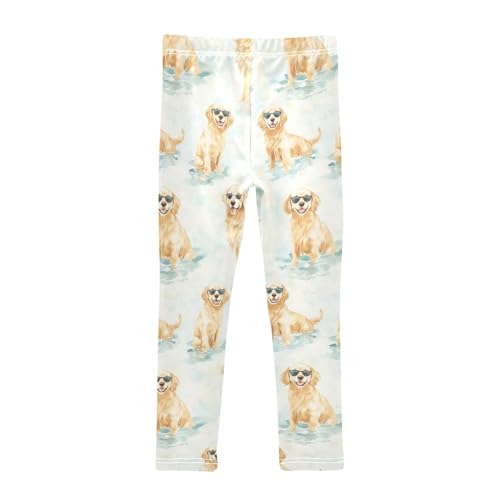Dog with Sunglass Girls Leggings,Workout Leggings for Girls Toddler Athletic Legging Size for 3-10T2