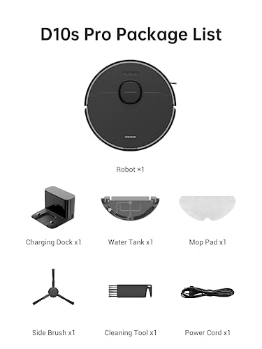 Dreametech D10s Pro Robot Vacuum and Mop Combo, Powerful 5000Pa Suction, AI-Powered Obstacle Recognition, 280mins Runtime, Robot Vacuum Cleaner Compatible with Alexa, Perfect for Pet Hair, Carpets