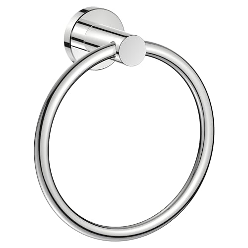 Image of FORIOUS Towel Ring, SUS304 Stainless Steel Modern Hand Towel Holder Rack Hanger Round for Bathroom Wall Mounted, Ideal for Bath, Kitchen, RV, Chrome