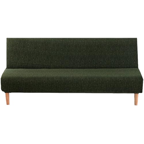 ZRCYXDW Folding Armless Sofa Cover, Printed Futon Cover High Stretch Futon Slipcover Soft Removable Armless for Living Room Bedroom-Green-Small