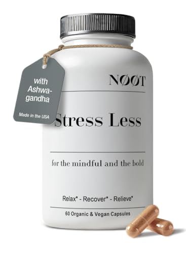 NOOT Stress Less - All Natural Stress & Anxiety Support, Adaptogen Mix with Ashwagandha and L-Theanine - Mood Support, Cortisol Supplements, Nootropics, Supplements for Women & Men, 60 Capsules