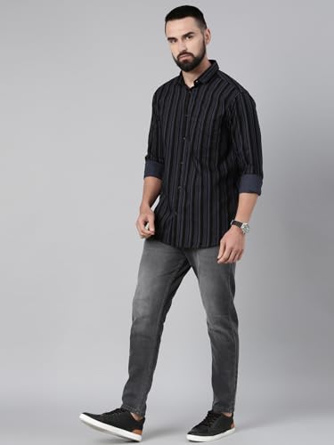 Image of Majestic Man Men's Standard Slim Fit Striped Pure Cotton Casual Shirt
