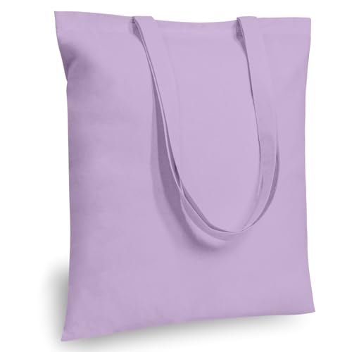 Image of TOPDesign 24-Pack Economical 16 inchx15 inch Lavender Cotton Tote Bags, Lightweight Medium Reusable Grocery Shopping Cloth Bags, Suitable for DIY, Advertising, Promotion, Gift, Activity