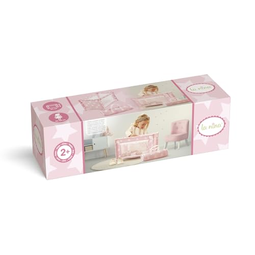 La Nina - Cama de viagem carlota (53 x 32 x 32 cm) bonecas, cor-de-rosa, 53 x 32 x 32 cm (Diset 60408)