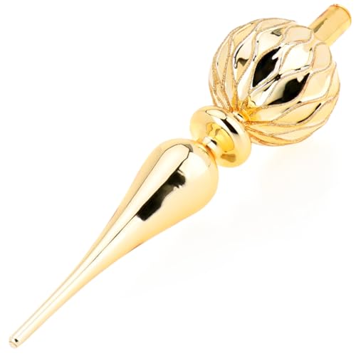 COM-FOUR® Cima dell'albero di Natale lucida - Cima dell'albero di Natale in vero vetro per Natale - Cima dell'albero di Natale per l'albero di Natale (31cm - Oro Inca)