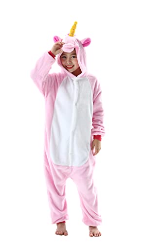 DarkCom Tier Kostüm Onesie Kinder Weihnachten FaschingsKostüm Cosplay Anime Schlafanzu Nachtwäsche Einhorn Rosa