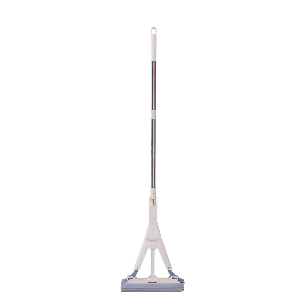 Mopa Giratoria 360 Ideal para Limpiar Suelos, Paredes, Techos, Muebles y Ventanas. Llega a Cualquier Rincón, Esponja, Función Autoescurrido, Color Beige, Limpia en Seco y Húmedo