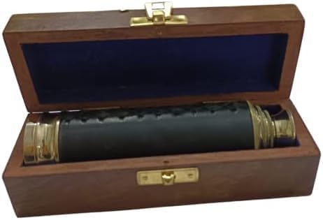 Nautical Marine Ship Telescope | God is with You Wherever You Go | Handmade Vintage Maritime Spyglass Collectibles Brown Anchor Wooden Box Home Decorative Nautical Antique Spyglass