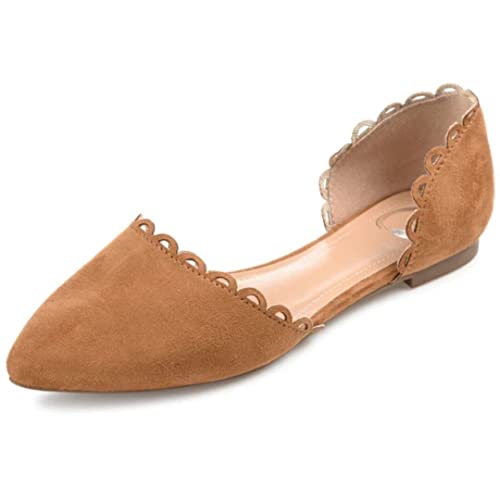 Journee Womens Jezlin Slip On Almond Toe Ballet Flats Cognac