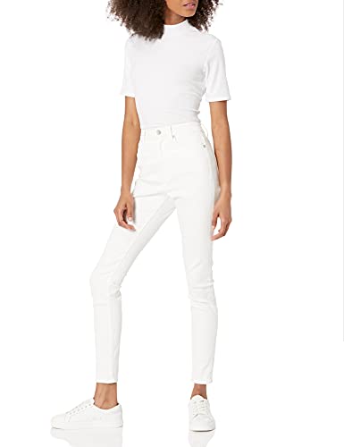 The Drop Women's White Joanna Short-Sleeve Mock Neck Ribbed T-Shirt, S #TOP5