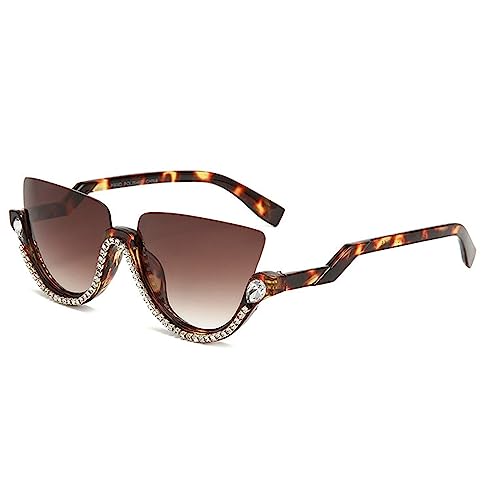 willochra half frame Rhinestone Sunglasses for Women Sun Glasses Diamond Bling Cat Eye Glasses Crystal Sunglasses2