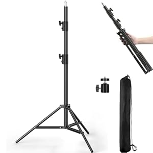 Photography Light Stand, 110″/9.2ft/280cm Portable Reverse Folding Tripod with Travel Bag Aluminum Heavy Duty for Camera,Video,Softboxes,Umbrell,Wedding Outdoor Video Shooting