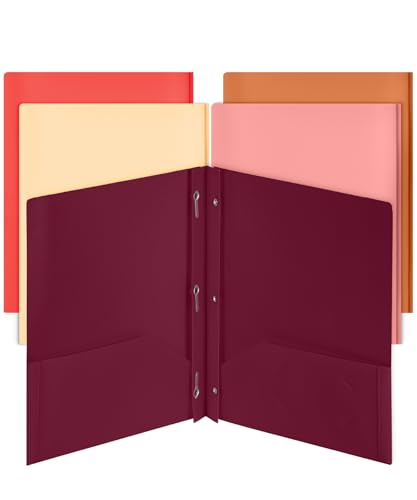 Mr. Pen- Plastic Folders with Pockets and Prongs, 5 Pack, Letter Size, Sunset Shades, Flexible Plastic Folders with Prongs