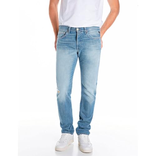 Replay Grover Jeans, 010 Azul Claro, 34W x 36L Hombres