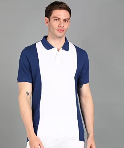 Image of Urbano Fashion Men's Colour-Block Slim Fit Half Sleeve Cotton Polo T-Shirt
