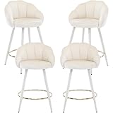 [Aspetto Elegante]: Lo schienale a forma di petalo di questo sgabello da bar è realizzato in materiale vellutato, delicato sulla pelle, artisticamente bello e comodamente morbido per un'atmosfera accogliente in casa.