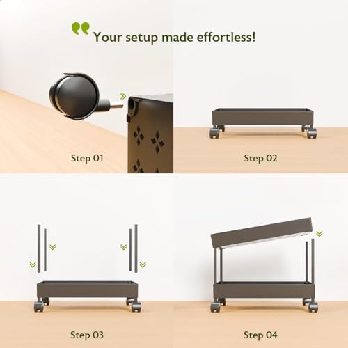 Image of TEKCOOL Plastic Storage Rack for Bedroom /Shelf for Bedroom /Bathroom Storage Rack /Trolley for Kitchen Storage /Multipurpose Storage Rack (Black, 3 Layer)