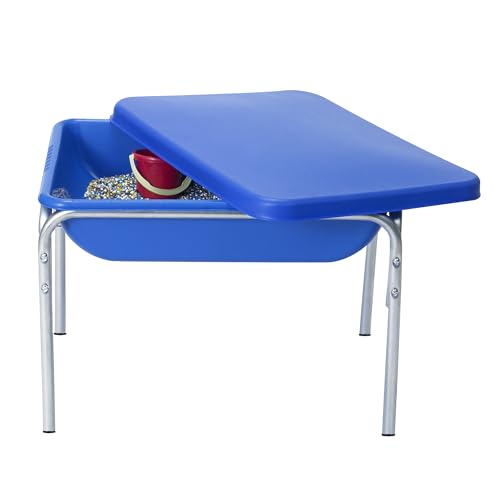 Children's Factory 18' Small Sensory Table, Sandbox with Lid, Water Table for Kids, Blue