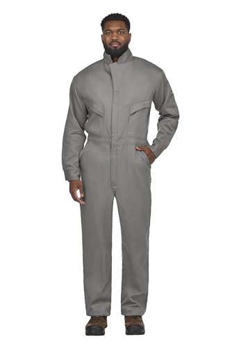 Bulwark FR mens Flame Resistant Cotton/Nylon Comfortouch Deluxe overalls and coveralls workwear apparel, Grey, 44 Tall US