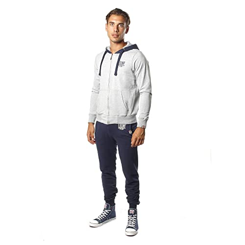 Leone1947 Sport Fight Activewear LSM383 Tuta, Uomo, Grigio Melange/Blu, XXL