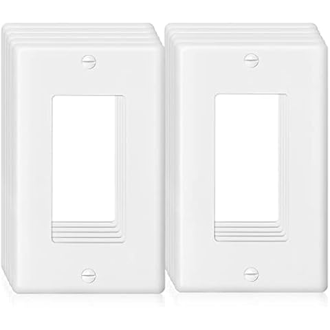 Decorator Wall Plate 1-Gang Light Switch Plate Outlet Cover,Unbreakable Polycarbonate Thermoplastic, White (10-Pack, Single Decorator-White) Cover