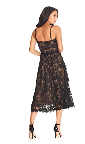 Image of Dress The Population Womens Tahani Plunge Neckline Fit and Flare Midi DressDress