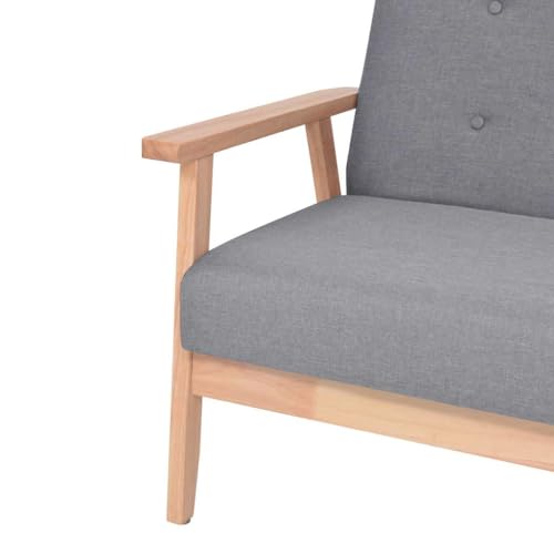 Sofá de 2 plazas y juego de 2 sillones escandinavos de madera para salón minimalista 8