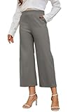 Rasutina Work Capris for Women Office Wide Leg Cropped Pants Grey Capri Pants Summer Crop Palazzo Small
