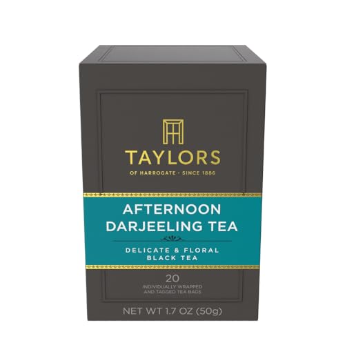 Image of Taylors of Harrogate Afternoon Darjeeling, Black Tea, Individually Wrapped Bags 20 Count (Pack of 6), Delicate, Sweet & Floral, Caffeinated, Enjoy Hot or Iced, 120 Teabags Total