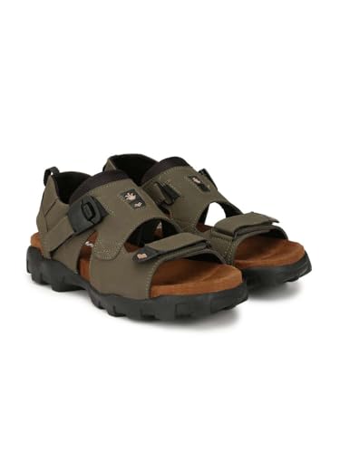 Image of Men's Suede Sports Sandals | Adjustable Strap Design | Lightweight Airmix Sole | Comfortable Sandals | Anti-Slip Casual Footwear | Green-10