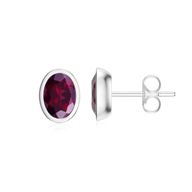 Image of Silvershake 6MM Round Shape Bazel Set Birthstone Gemstone 925 Sterling Silver Stud Post Earrings Jewelry for Business Women or Teens