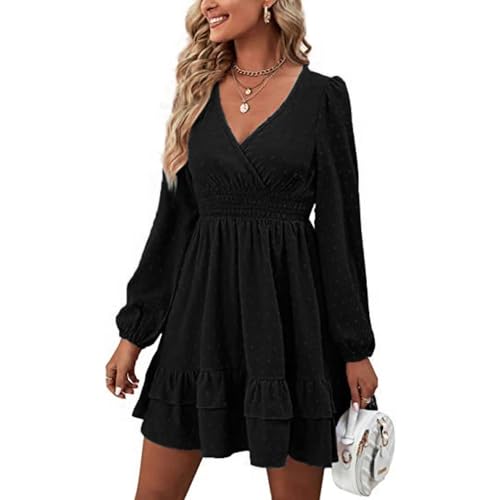 BKEPDY Elegant Women’s Midi Dress with V-Neck