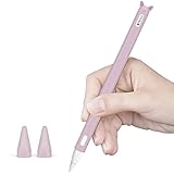 Silicone Case for Apple Pencil 2nd Generation Holder Sleeve Skin Pocket Cover Accessories Kit for iPad Pro 11 12.9 inch 2018, Cute Soft Grip Pouch Cap Holder and 2 Protective Nib Covers (Purple)