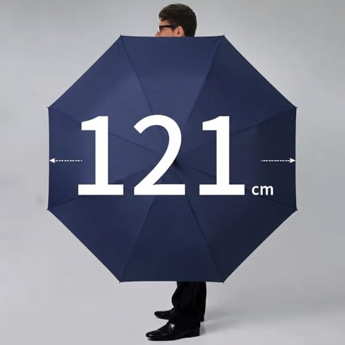 Image of ginoya brothers 3-Fold Folding Travel Umbrella with Wooden Handle Automatic Open & Close UV Protection Umbrella for Men & Women Compact Windproof Sun & Rain Protection