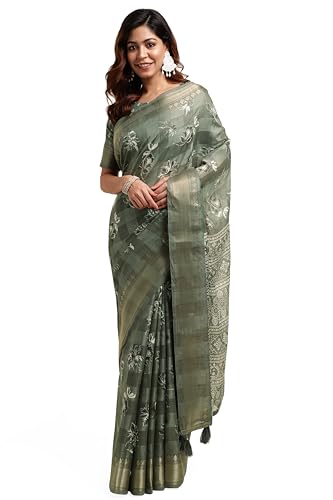 Image of MIRCHI FASHION Women Saree Cotton Blend Kalamkari Printed | Comfortable Office and Regular Daily Use Sari with Unstitched Blouse Piece