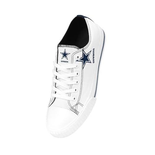 Image of FOCO NFL Womens NFL Ladies Fashion Team Big Logo Low Top White Canvas Sneakers Shoes