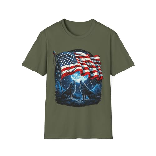 T-shirt American Pride Loup Hurlant pour Vibrer au Rythme du 4 Juillet Patriot