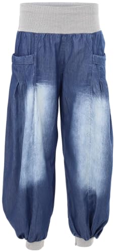 Malito - Pantalon sarouel pour femme de style denim - Pantalon bouffant taille unique en 100 % coton - Jean parfait pour danser et se détendre - Pantalon...