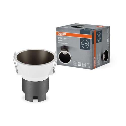 Osram Downlight Da Incasso Spot Twist, Nero, 10W, 800Lm, Diametro 93Mm, 840 4000K Bianco Freddo, Fino Al 90% Di Risparmio Energetico Rispetto Ai Downl