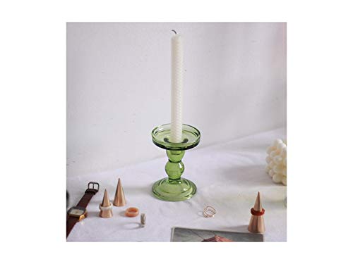 JoSue Set Di 3 Portacandele In Vetro Colorato Verde, Forma Conica, Reversibili Per Candele A Cera O Tealight, Decorazioni Per Matrimoni E Centrotavola