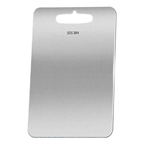 Stainless Steel Chopping Board, zosenda Double Sided Mold-Free Cutting Board, Durable Odour Resistant Household Kitchen Chopping Block Simple Kitchen Server (24 x 15 cm) Cover