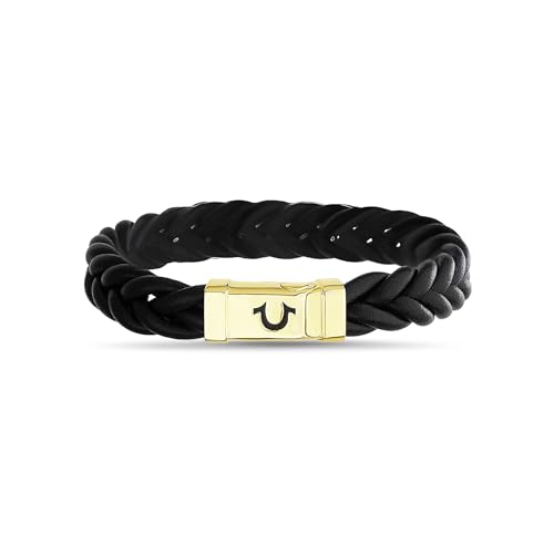 Pulsera para hombre True Religion cuero negro 12mm 9 pulg miniatura 1