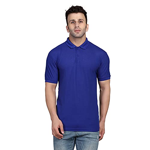 Image of INKKR Men's Solid Regular Fit T-Shirt (Rug B Polo(Maroon-Royal) XS